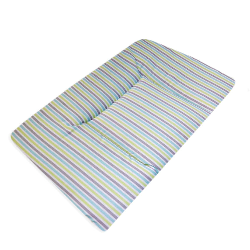 COLCHONETE PORTÁTIL C/ MOSQUETEIRO - LISTRADO VERDE COM AZUL