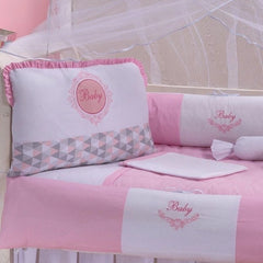 KIT BERÇO AMERICANO ACONCHEGO 100% ALGODÃO GOLD ROSA