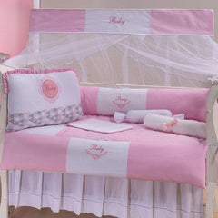 KIT BERÇO AMERICANO ACONCHEGO 100% ALGODÃO GOLD ROSA