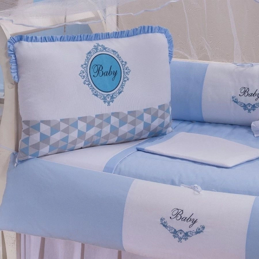 KIT BERÇO AMERICANO ACONCHEGO 100% ALGODÃO GOLD AZUL