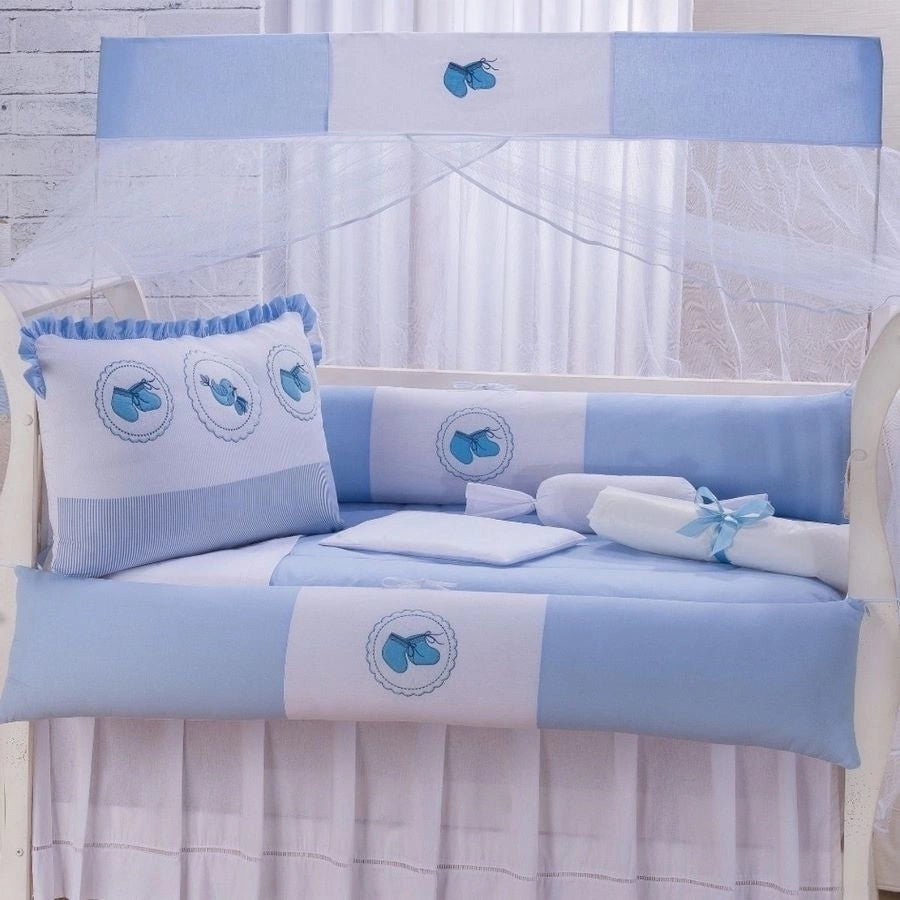 KIT BERÇO AMERICANO ACONCHEGO 100% ALGODÃO DOÇURA AZUL
