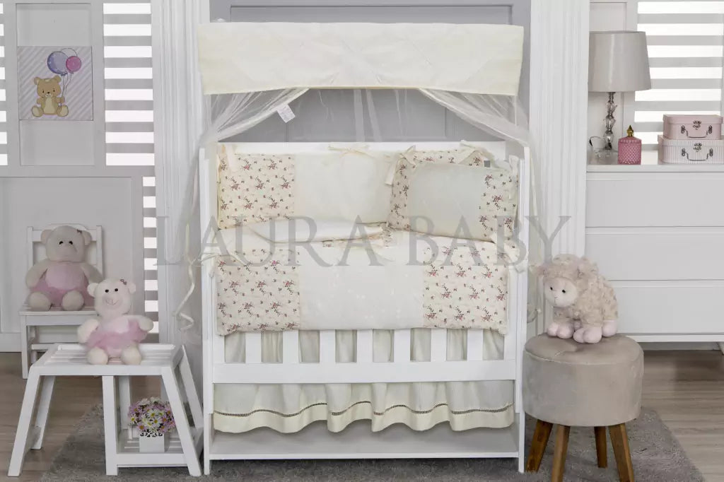 Kit Mini Berço 08 Peças - Floral Ferrugem