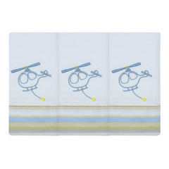 BABETE BORDADA 03 PÇS - AVIÃO (HELICÓPTERO)