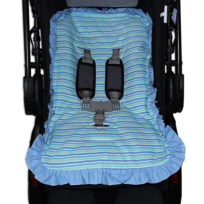 Capa De Carrinho Mt - Listrado Azul Com Verde