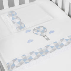 JG. DE LENÇOL AMERIC. 03 PÇS - BALÃO AZUL