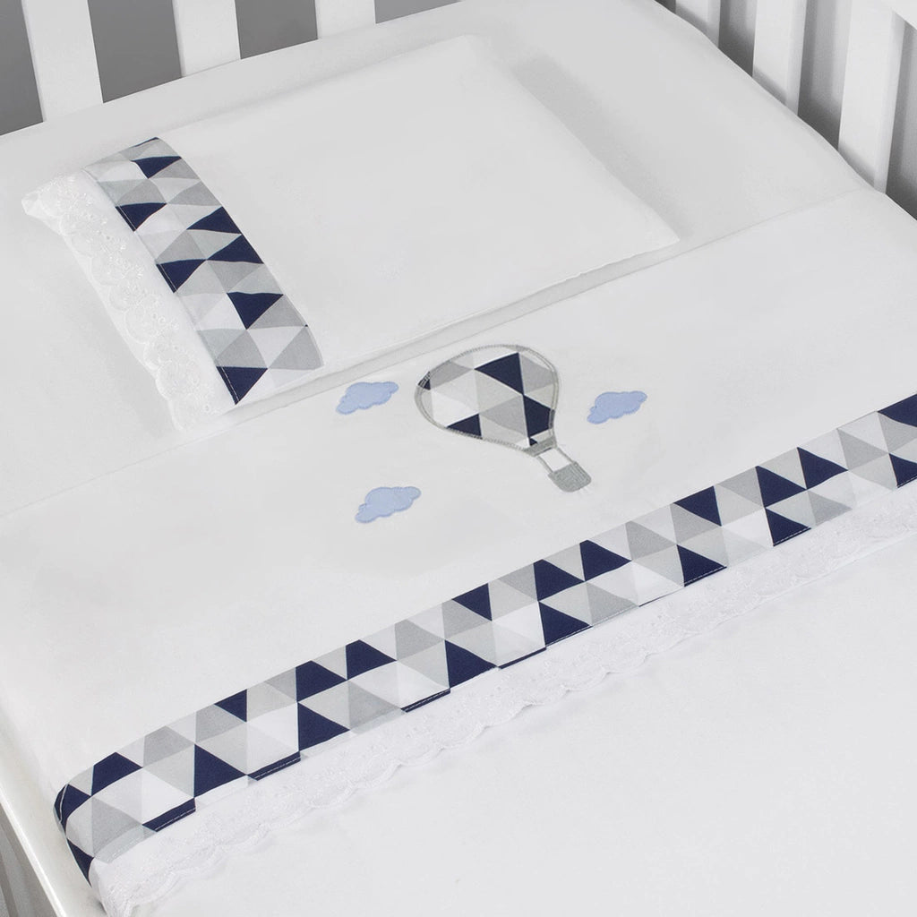 JG. DE LENÇOL AMERIC. 03 PÇS - BALÃO MARINHO