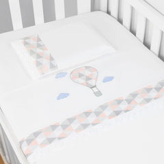 JG. DE LENÇOL AMERIC. 03 PÇS - BALÃO ROSA