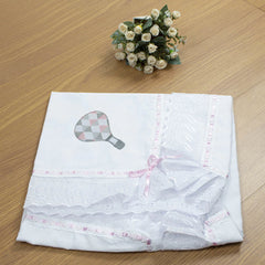 MANTA DE PIQUET C/ LASIE 100% ALGODÃO - BALÃO ROSA