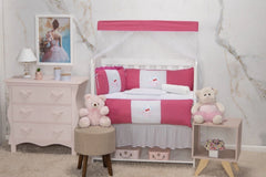 Kit mini berço padrão 08 peças - baleia rosa