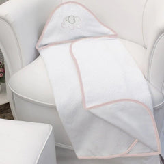 TOALHA COM CAPUZ BORDADA - ELEFANTE CHEVRON ROSA
