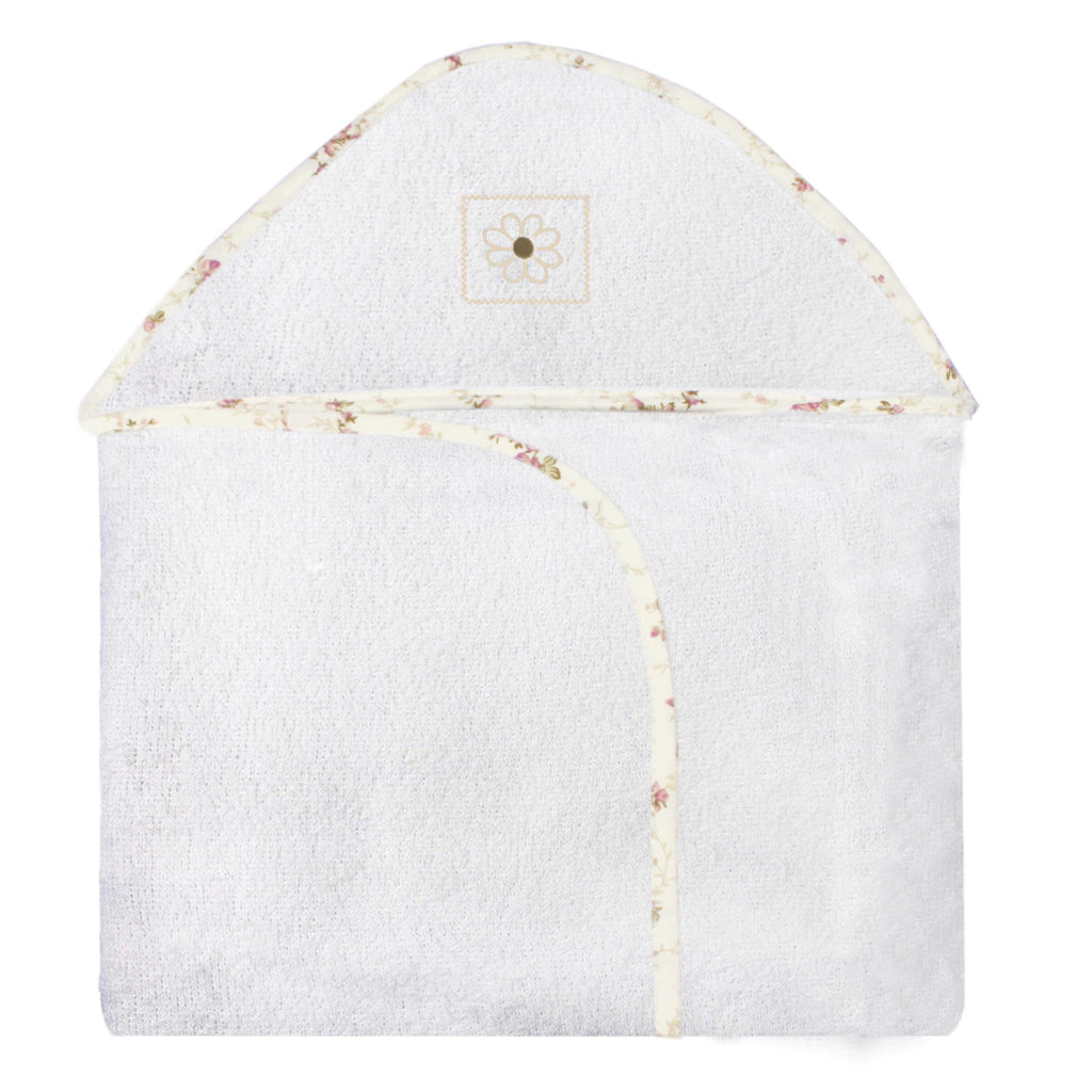 TOALHA COM CAPUZ BORDADA - FLORAL FERRUGEM