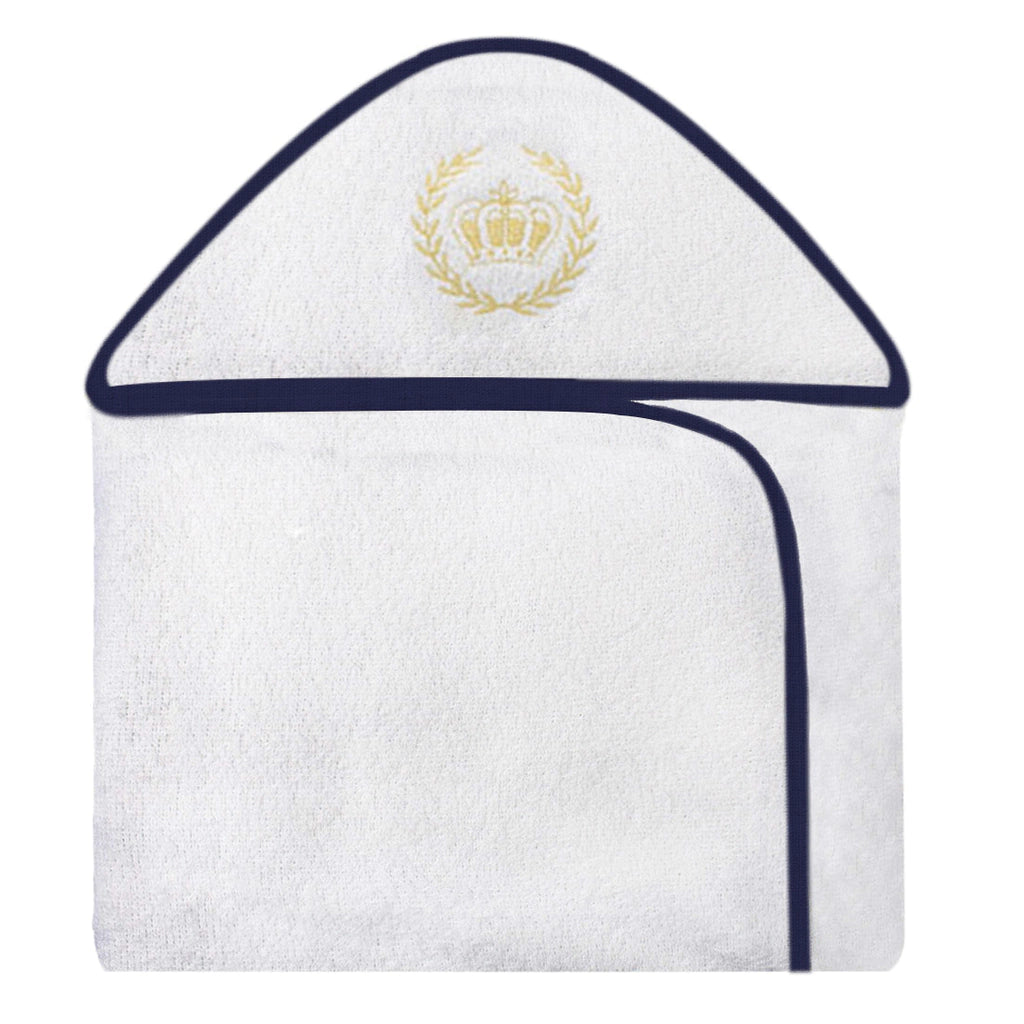 TOALHA COM CAPUZ BORDADA - REALEZA MARINHO COM CAQUI