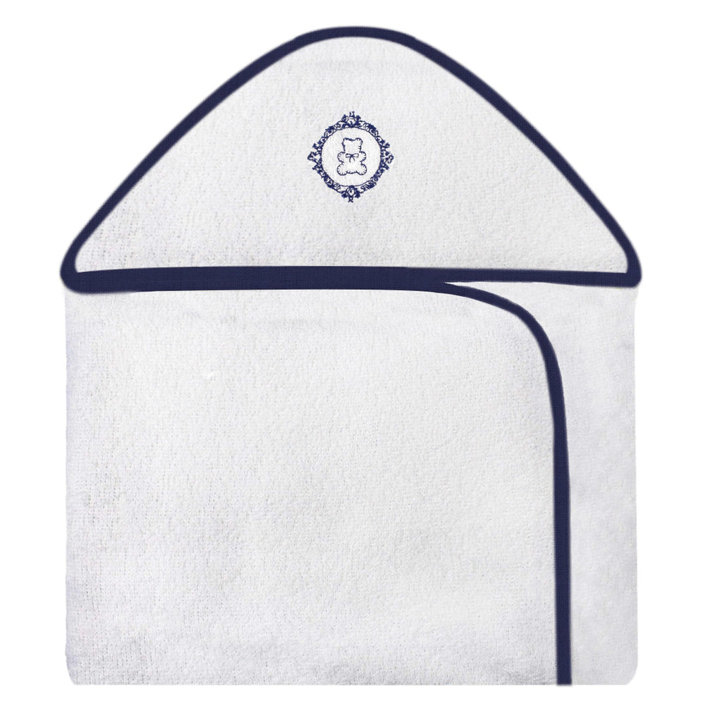 TOALHA COM CAPUZ BORDADA - URSO ARABESCO BRANCO