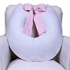 ALMOFADA DE AMAMENTAÇÃO LAÇO - BRANCA COM ROSA