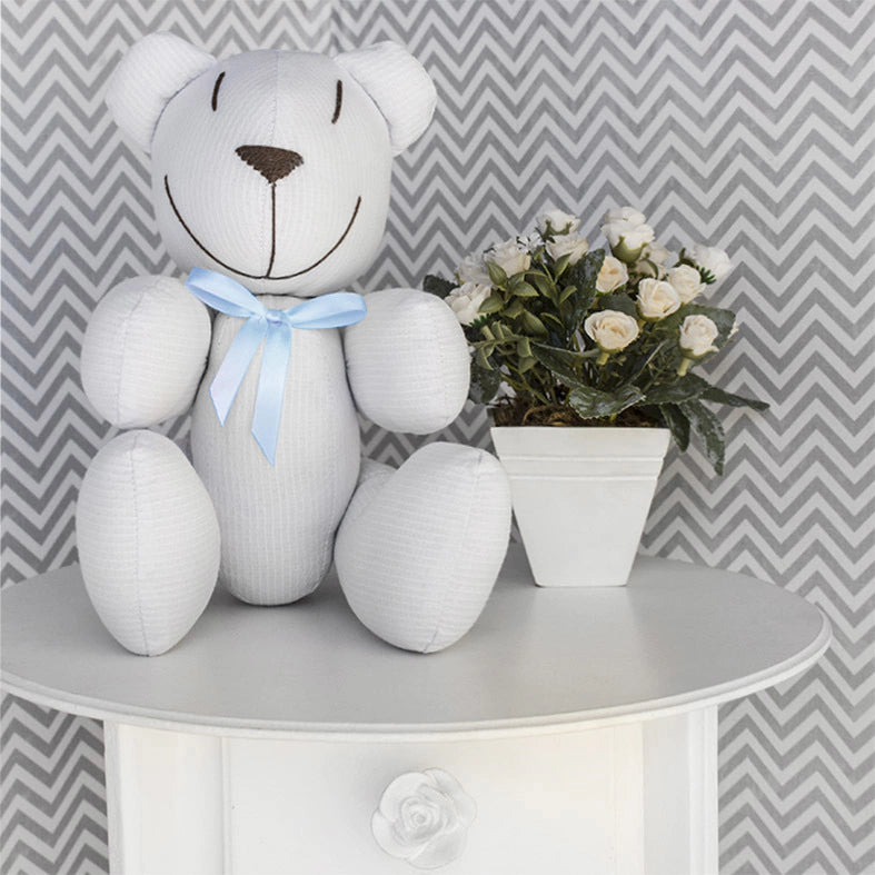 URSINHO COM LAÇO - BRANCO COM AZUL