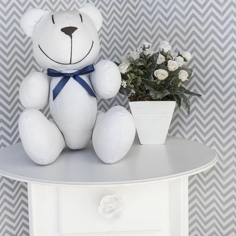 URSINHO COM LAÇO - BRANCO COM AZUL MARINHO