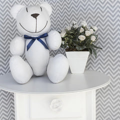URSINHO COM LAÇO - BRANCO COM AZUL MARINHO