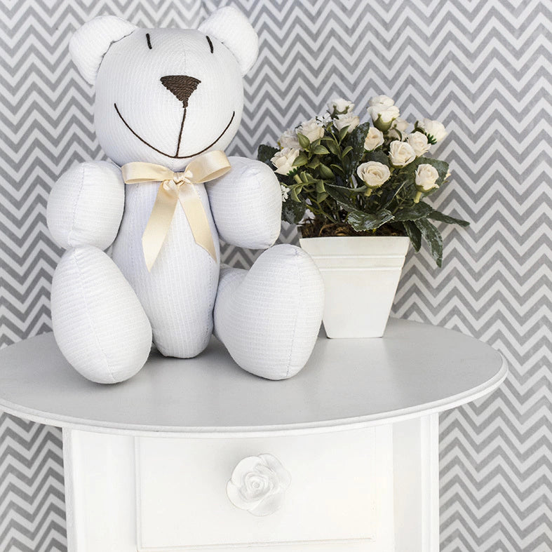 URSINHO COM LAÇO - BRANCO COM PALHA