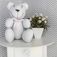 URSINHO COM LAÇO - BRANCO COM ROSA