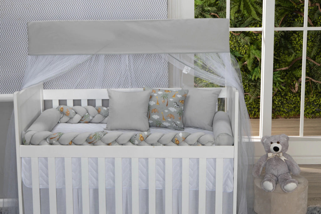 Kit Duo Trança Para Berço - Floresta Cinza