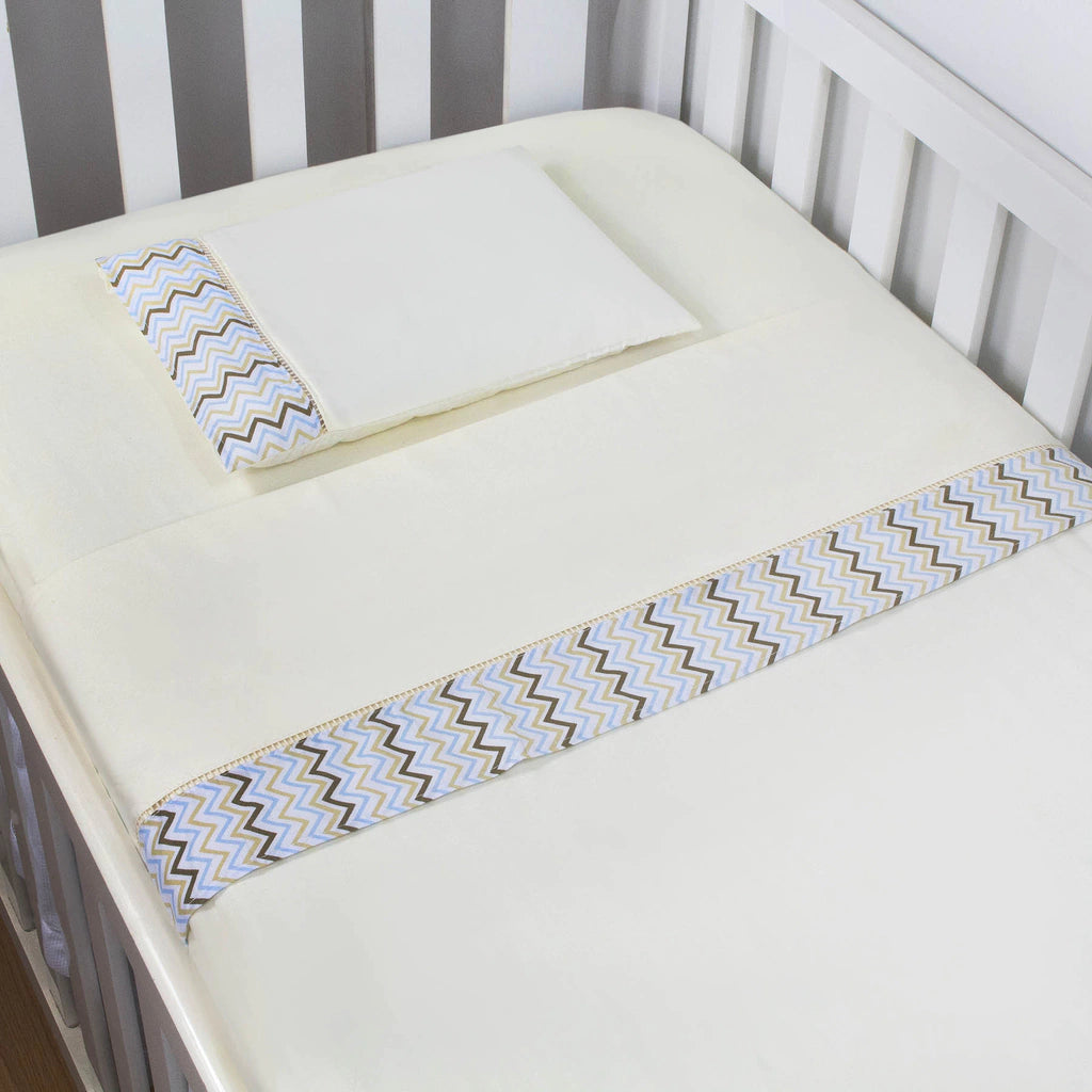 JG. DE LENÇOL AMERIC. 03 PÇ- CHEVRON AZUL COLORIDO