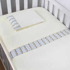 JG. DE LENÇOL AMERIC. 03 PÇ- CHEVRON AZUL COLORIDO