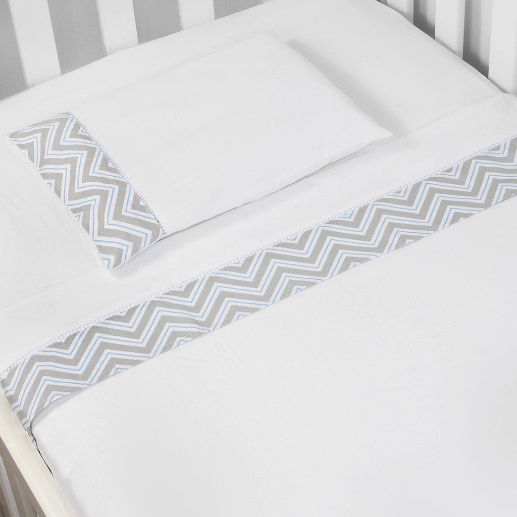 JG. DE LENÇOL AMERIC. 03 PÇ - CHEVRON AZUL