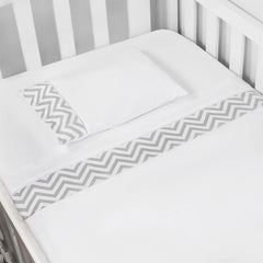 JG. DE LENÇOL AMERIC. 03 PÇS - CHEVRON CINZA