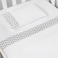 JG. DE LENÇOL AMERIC. 03 PÇS - CHEVRON CINZA