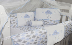 KIT DE BERÇO GLAMOUR 09 PEÇAS - CHUVA DE BENÇÃO AZUL