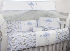 KIT DE BERÇO GLAMOUR 09 PEÇAS - CHUVA DE BENÇÃO AZUL