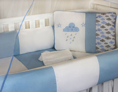 KIT KIDS COM MOSQUITEIRO COMUM 07 PEÇAS - CHUVA DE BENÇÃO AZUL