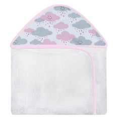 TOALHA COM CAPUZ BORDADA - CHUVA DE BENÇÃO ROSA