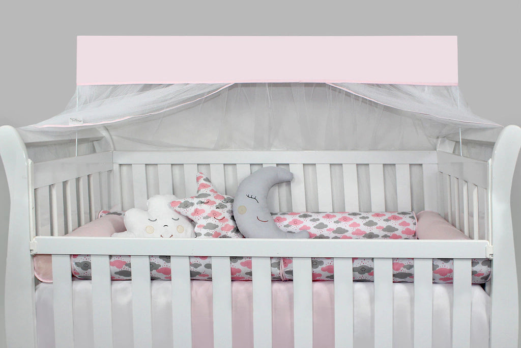 KIT DE BERÇO ROLL - CHUVA DE BENÇÃO ROSA