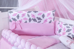 KIT BERÇO AMERICANO 11 PEÇAS CLASSIC MICROFIBRA - CHUVINHA ROSA