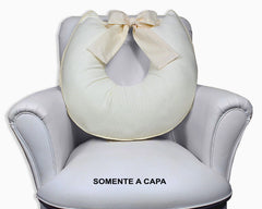 Capa De Almofada Amamentação Piquet Com Laço - Palha