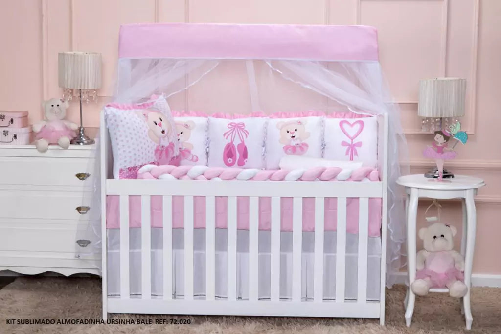 Kit Berço Sublimados Almofadinha Ursinha Balé - 12 Peças