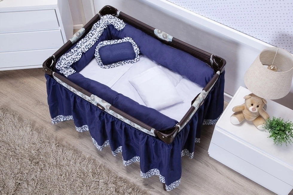 Saia para Berço Desmontável 100% Algodão - Azul Marinho
