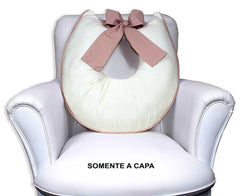 Capa De Almofada Amamentação Piquet Com Laço - Palha Com Nude