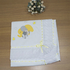 MANTA DE PIQUET C/ LASIE 100% ALGODÃO - ELEFANTE CHEVRON AMARELO