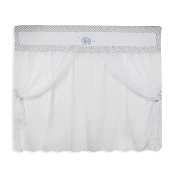 CORTINA DE VOIL - ELEFANTE CHEVRON AZUL