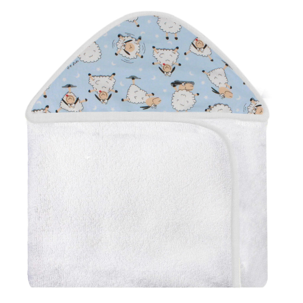 TOALHA COM CAPUZ ESTAMPADA - OVELHA AZUL