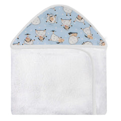 TOALHA COM CAPUZ ESTAMPADA - OVELHA AZUL