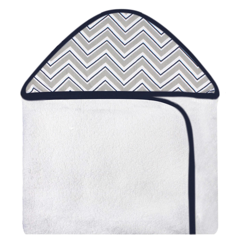 TOALHA COM CAPUZ ESTAMPADA - CHEVRON MARINHO