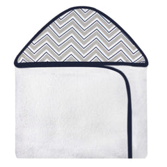 TOALHA COM CAPUZ ESTAMPADA - CHEVRON MARINHO