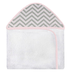 TOALHA COM CAPUZ ESTAMPADA - CHEVRON ROSA