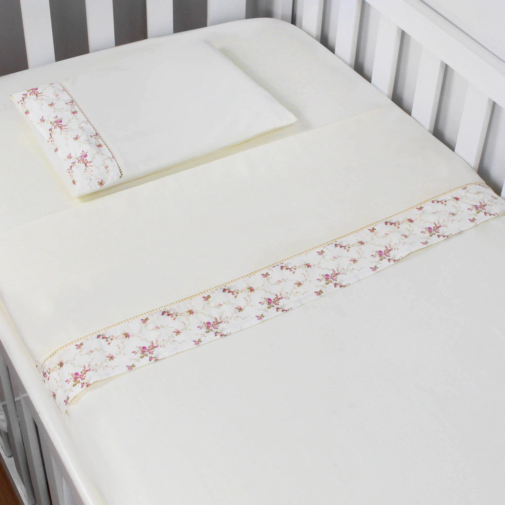 JOGO DE LENÇOL MINI BERÇO 03 PÇS - FLORAL FERRUGEM
