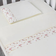 JOGO DE LENÇOL MINI BERÇO 03 PÇS - FLORAL FERRUGEM