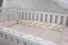 KIT DE BERÇO TRANÇA - FLORAL ROSA