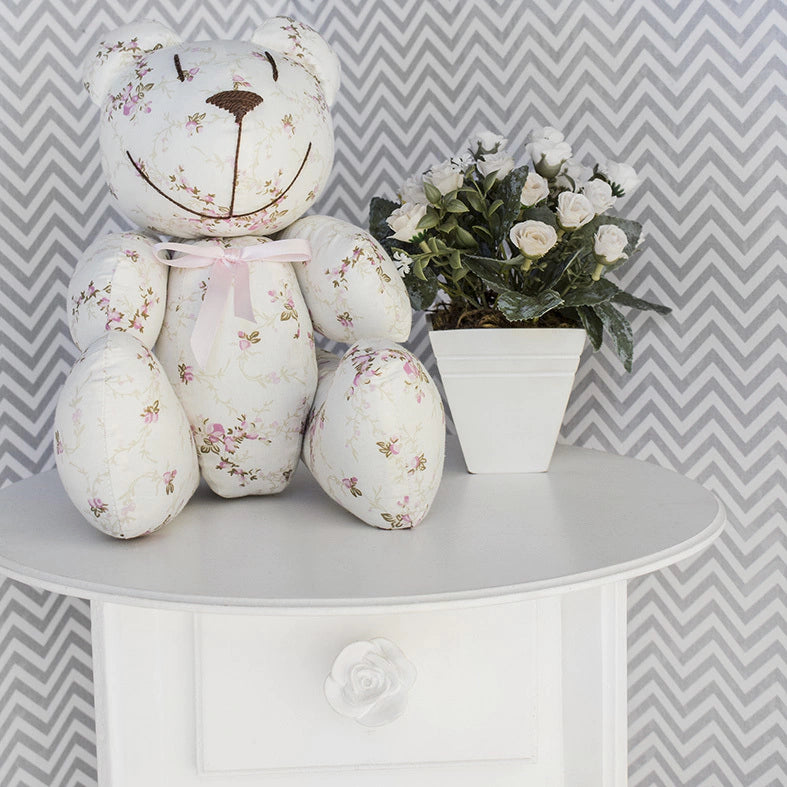 URSINHO COM LAÇO - FLORAL ROSA